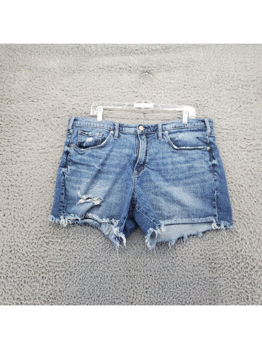 Silver Jeans Shorts Womens Size 14 Blue Stretch Denim Boyfriend Fit Cutoff *Read